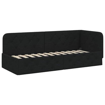 Cornice del letto ad angolo Nero 80 x 200 cm Tessuto