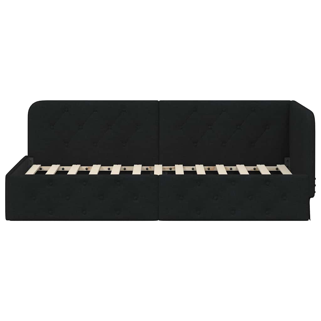 Cornice del letto ad angolo Nero 80 x 200 cm Tessuto
