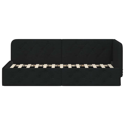 Cornice del letto ad angolo Nero 80 x 200 cm Tessuto