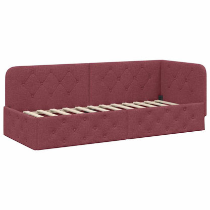 Cornice del letto ad angolo Rosso Vino 80 x 200 cm Tessuto