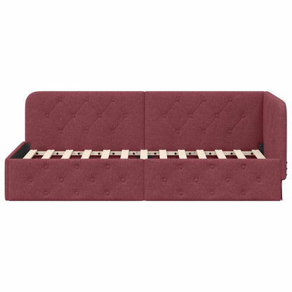 Cornice del letto ad angolo Rosso Vino 80 x 200 cm Tessuto
