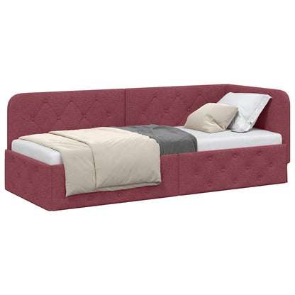 Cornice del letto ad angolo Rosso Vino 80 x 200 cm Tessuto