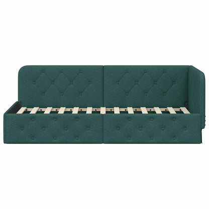 Cornice del letto ad angolo Verde Scuro 80 x 200 cm Tessuto