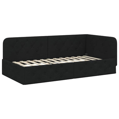 Cornice del letto ad angolo Nero 90 x 190 cm Tessuto