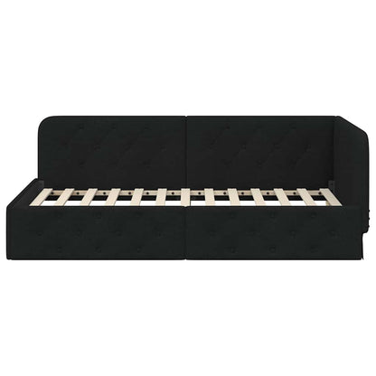 Cornice del letto ad angolo Nero 90 x 190 cm Tessuto