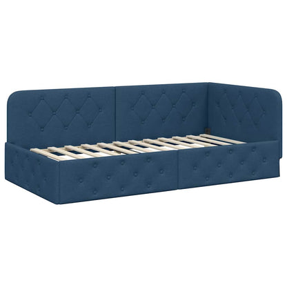Cornice del letto ad angolo Blu 90 x 200 cm Tessuto