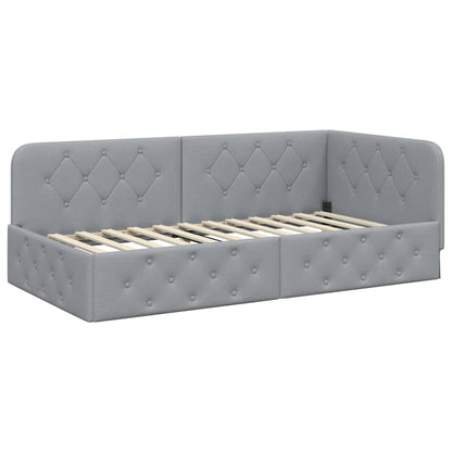 Cornice del letto ad angolo Grigio chiaro 100 x 200 cm Tessuto