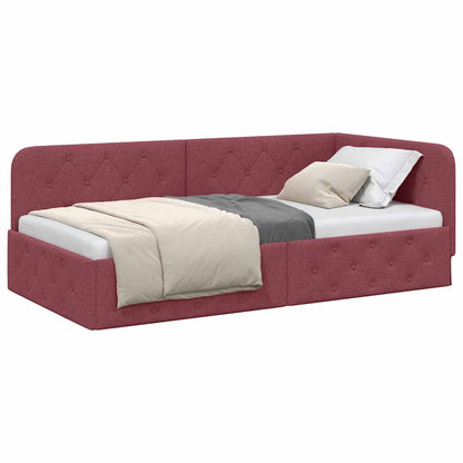 Cornice del letto ad angolo Rosso Vino 100 x 200 cm Tessuto