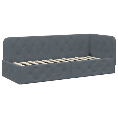 Cornice del letto ad angolo Grigio scuro 80 x 200 cm Velluto