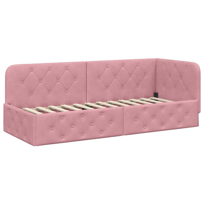 Cornice del letto ad angolo Rosa 80 x 200 cm Velluto
