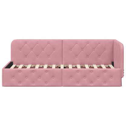 Cornice del letto ad angolo Rosa 80 x 200 cm Velluto