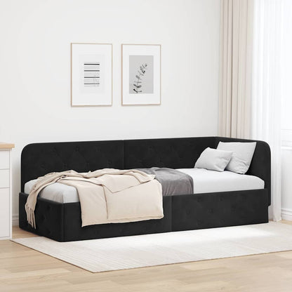 Cornice del letto ad angolo Nero 80 x 200 cm Velluto