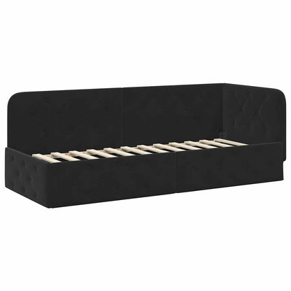 Cornice del letto ad angolo Nero 80 x 200 cm Velluto