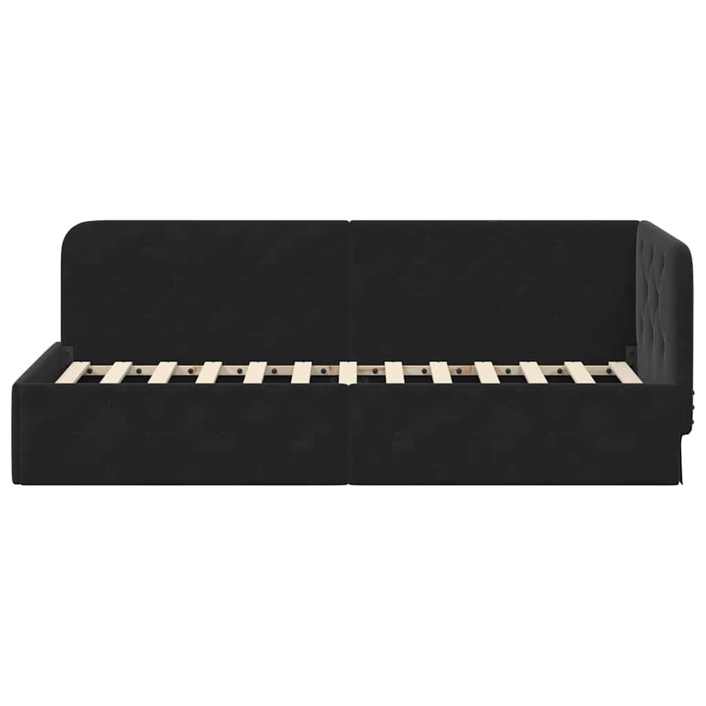 Cornice del letto ad angolo Nero 80 x 200 cm Velluto