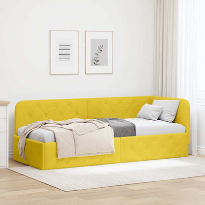 Cornice del letto ad angolo Giallo 80 x 200 cm Velluto