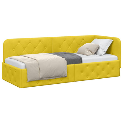Cornice del letto ad angolo Giallo 80 x 200 cm Velluto