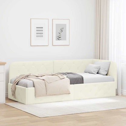 Cornice del letto ad angolo Crema 80 x 200 cm Velluto