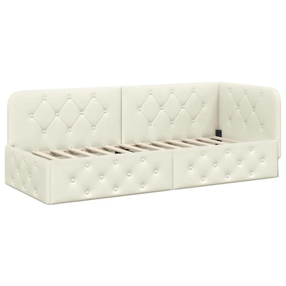 Cornice del letto ad angolo Crema 80 x 200 cm Velluto
