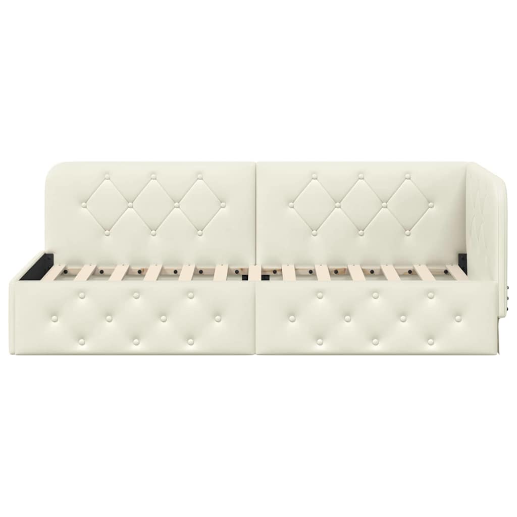 Cornice del letto ad angolo Crema 80 x 200 cm Velluto