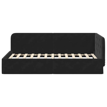 Cornice del letto ad angolo Nero 90 x 190 cm Velluto