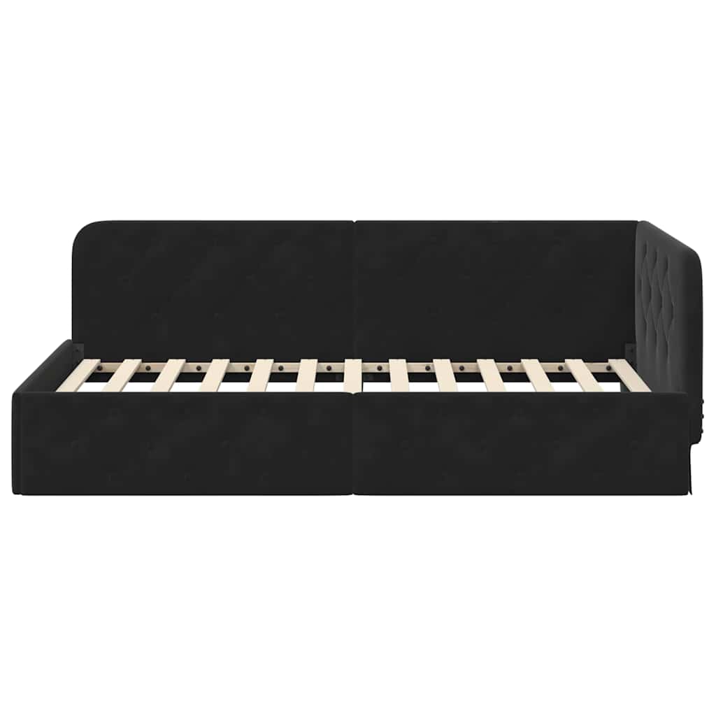 Cornice del letto ad angolo Nero 90 x 200 cm Velluto