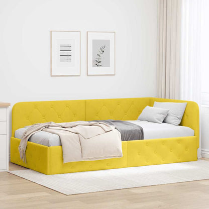 Cornice del letto ad angolo Giallo 90 x 200 cm Velluto