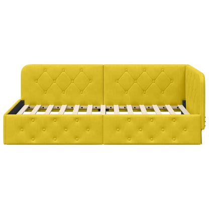 Cornice del letto ad angolo Giallo 90 x 200 cm Velluto