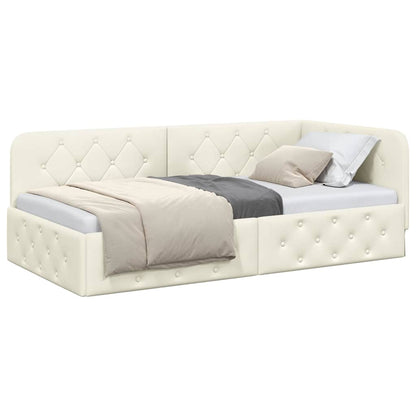 Cornice del letto ad angolo Crema 90 x 200 cm Velluto