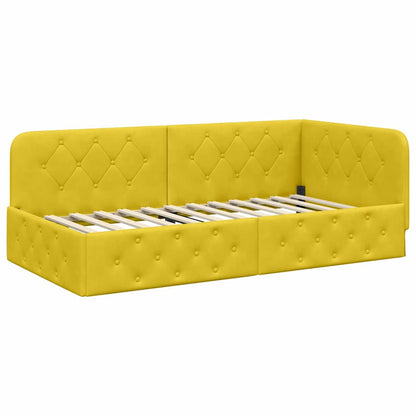 Cornice del letto ad angolo Giallo 100 x 200 cm Velluto