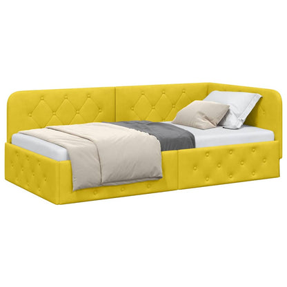 Cornice del letto ad angolo Giallo 100 x 200 cm Velluto