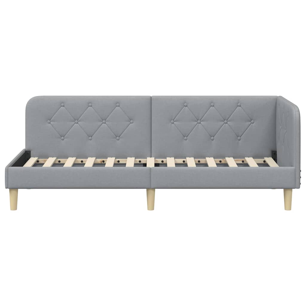 Cornice del letto ad angolo Grigio chiaro 80 x 200 cm Tessuto