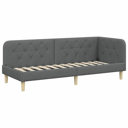 Cornice del letto ad angolo Grigio scuro 80 x 200 cm Tessuto