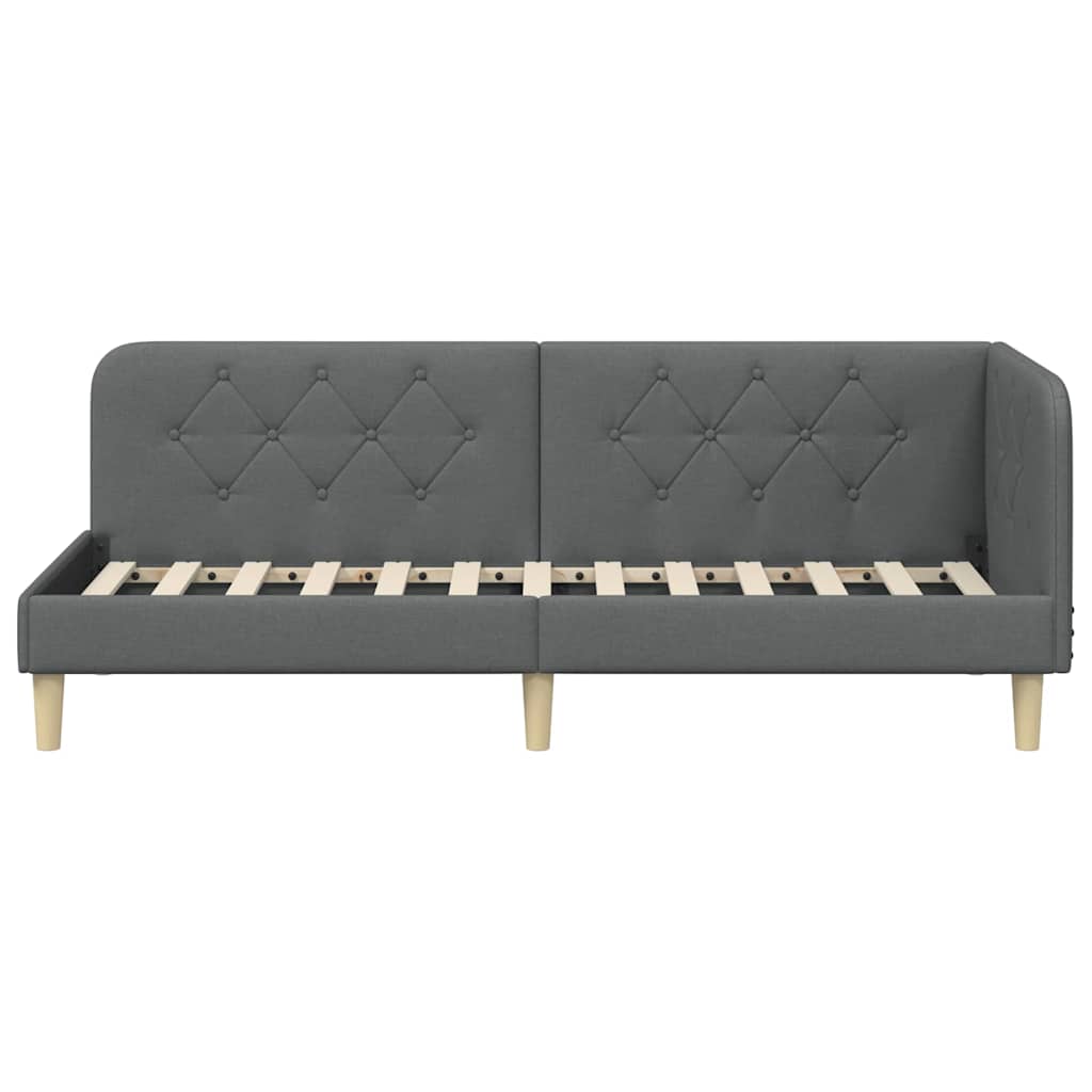 Cornice del letto ad angolo Grigio scuro 80 x 200 cm Tessuto