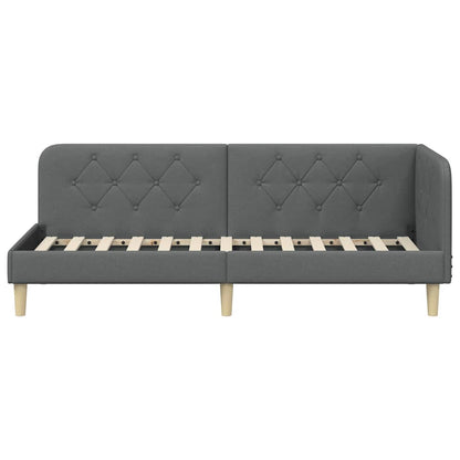 Cornice del letto ad angolo Grigio scuro 80 x 200 cm Tessuto