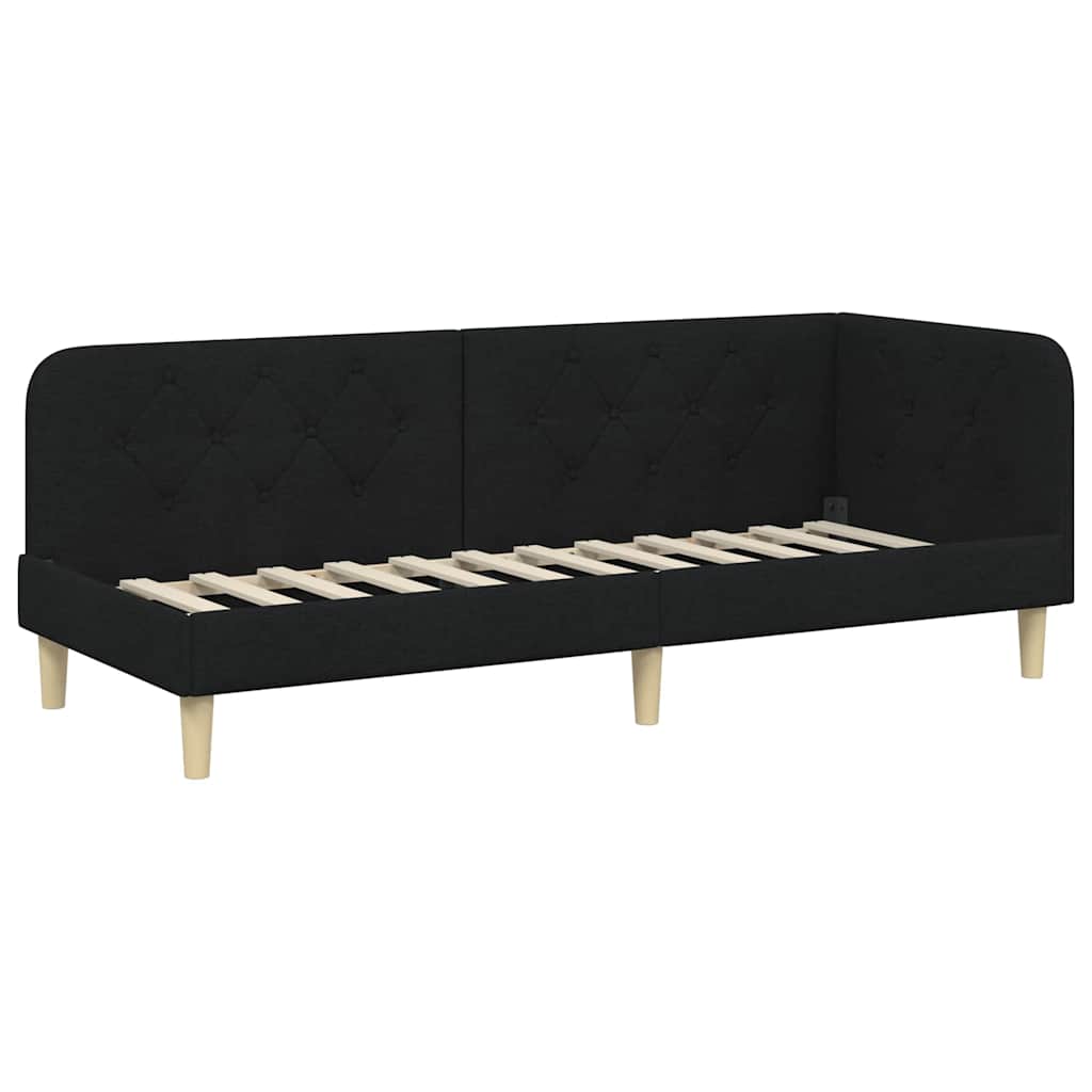 Cornice del letto ad angolo Nero 80 x 200 cm Tessuto