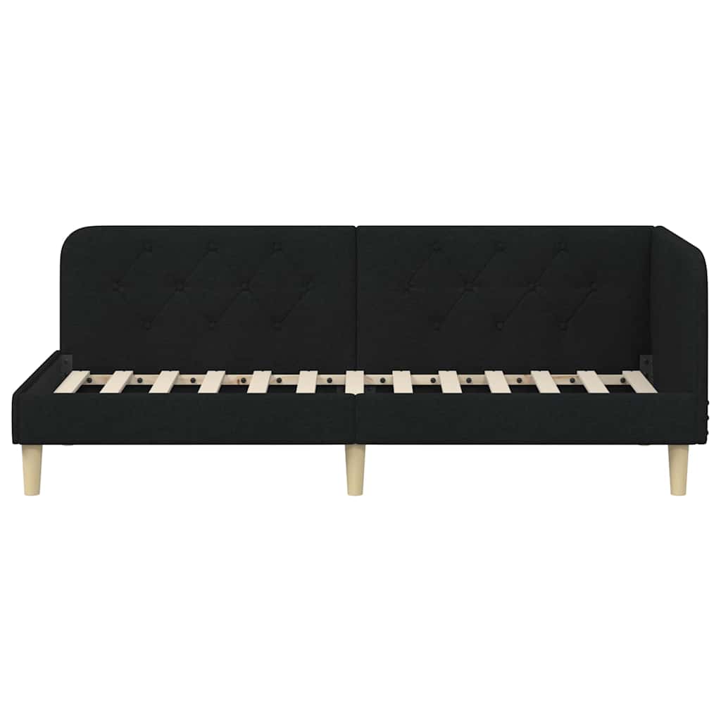 Cornice del letto ad angolo Nero 80 x 200 cm Tessuto