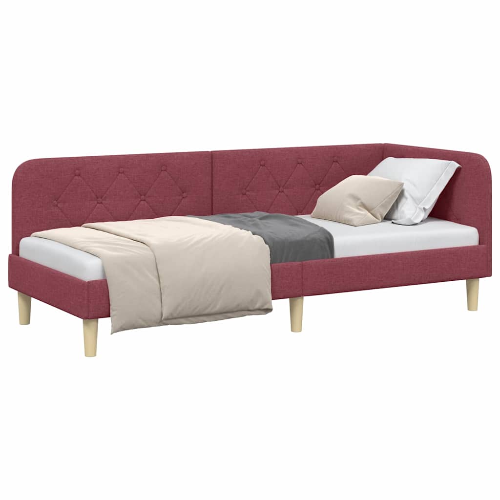 Cornice del letto ad angolo Rosso Vino 80 x 200 cm Tessuto