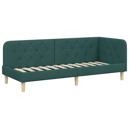 Cornice del letto ad angolo Verde Scuro 80 x 200 cm Tessuto