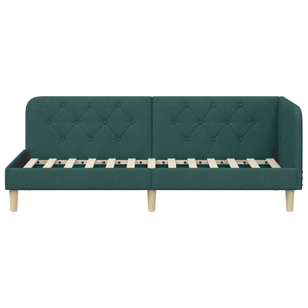 Cornice del letto ad angolo Verde Scuro 80 x 200 cm Tessuto