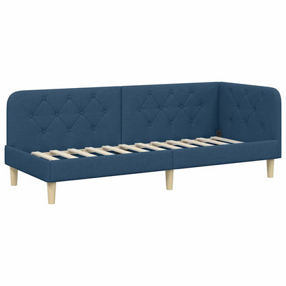 Cornice del letto ad angolo Blu 80 x 200 cm Tessuto