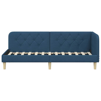 Cornice del letto ad angolo Blu 80 x 200 cm Tessuto