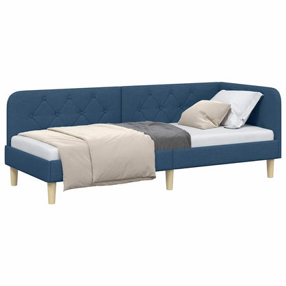 Cornice del letto ad angolo Blu 80 x 200 cm Tessuto