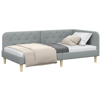 Cornice del letto ad angolo Grigio chiaro 90 x 190 cm Tessuto
