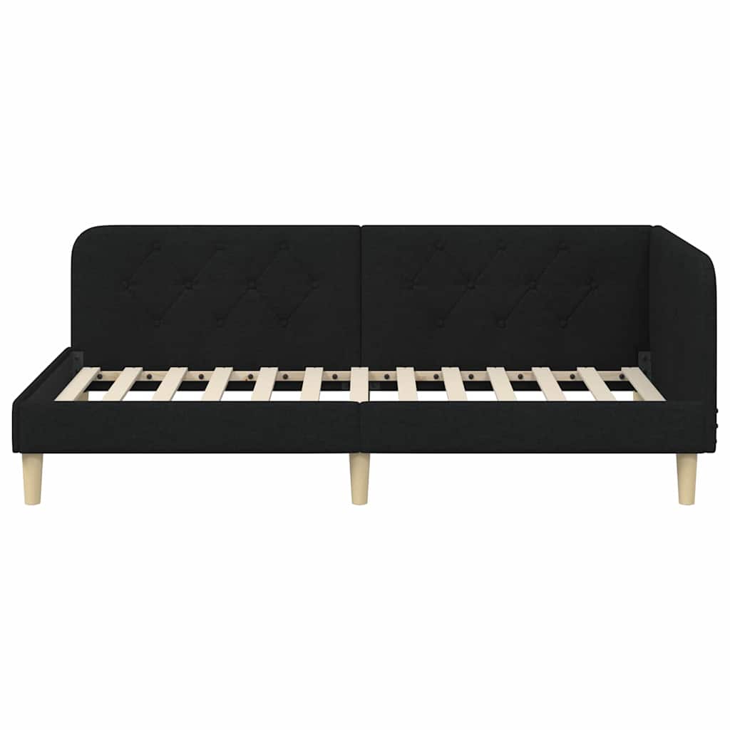 Cornice del letto ad angolo Nero 90 x 190 cm Tessuto