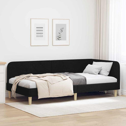 Cornice del letto ad angolo Nero 90 x 200 cm Tessuto