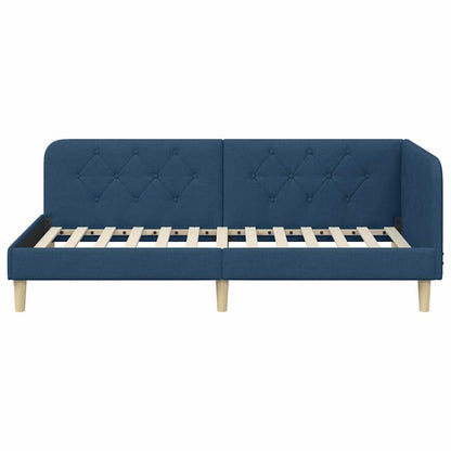 Cornice del letto ad angolo Blu 90 x 200 cm Tessuto