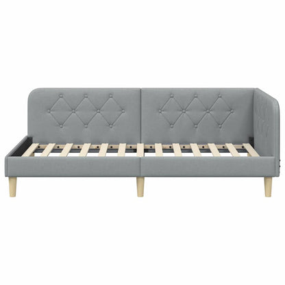 Cornice del letto ad angolo Grigio chiaro 100 x 200 cm Tessuto
