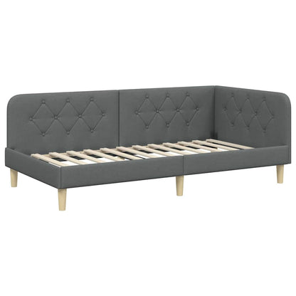 Cornice del letto ad angolo Grigio scuro 100 x 200 cm Tessuto