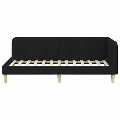 Cornice del letto ad angolo Nero 100 x 200 cm Tessuto