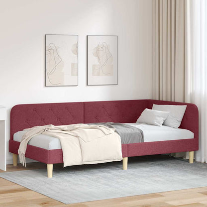 Cornice del letto ad angolo Rosso Vino 100 x 200 cm Tessuto